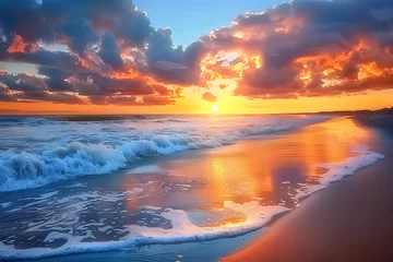 Fototapeten Vibrant beach scene with packed sunlight. © Cimutimut