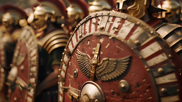 A Roman legionarys shield is adorned with the symbol of their legion representing the pride and honor they take in their service.