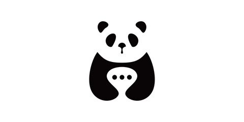 deisgn logo combination panda and chatting, logo,icon, bear, mammal