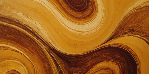 A swirling blend of rich gold, deep brown, and vibrant amber creates a mesmerizing abstract masterpiece that radiates warmth and opulence, beckoning the viewer to get lost in its fluid and wild beaut - obrazy, fototapety, plakaty