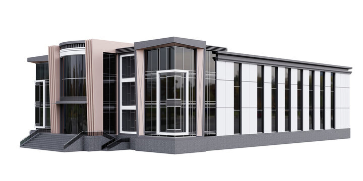 Modern office building on transparent background.3d rendering PNG