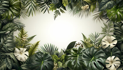 Fototapeta premium background with tropical plants frame