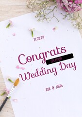 Celebrating love and union, this wedding day template with delicate florals evokes romance and joy