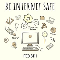 Promote web safety, doodle-style tech icons
