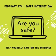 Promote online safety, laptop with caution