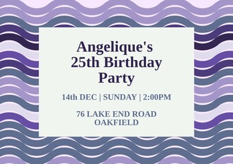 Celebration invitation, wavy purple pattern background, denotes a sense of elegance and festivity