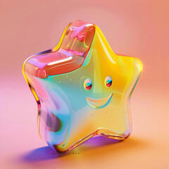 Star icon in 3D style, 3d rendering illustration