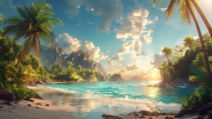 Fototapeta na wymiar tropical paradise island and summer background