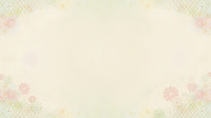 日本伝統の和柄と花柄模様の和紙　ベージュカラーのテクスチャ素材