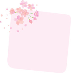 桜のフレーム・見出しイラスト正方形 　タイトル　枠　飾り枠