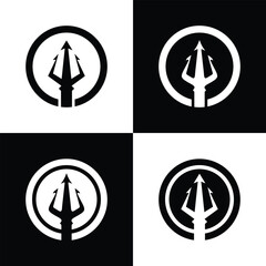 Set Circular Trident Neptune God Poseidon Triton King Spear or Devil Spear logo design