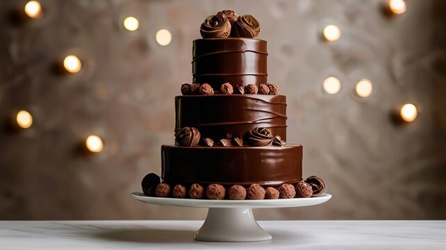 Chocolate Cake For Birthdays,Celebrations and for festivals ai generative