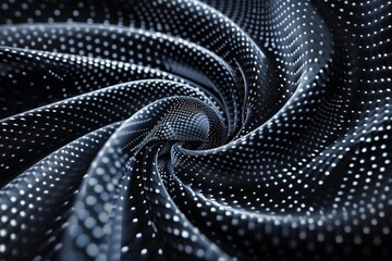Abstract black and white fractal patterns with glowing dots, creating a hypnotic spiral effect for creative backgrounds.

