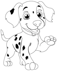 Photo sur Plexiglas Enfants Black and white illustration of a cheerful puppy