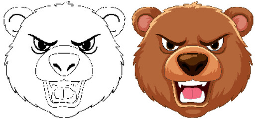 Two cartoon bears showing aggressive expressions.