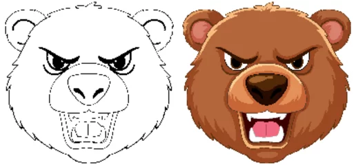 Photo sur Plexiglas Enfants Two cartoon bears showing aggressive expressions.