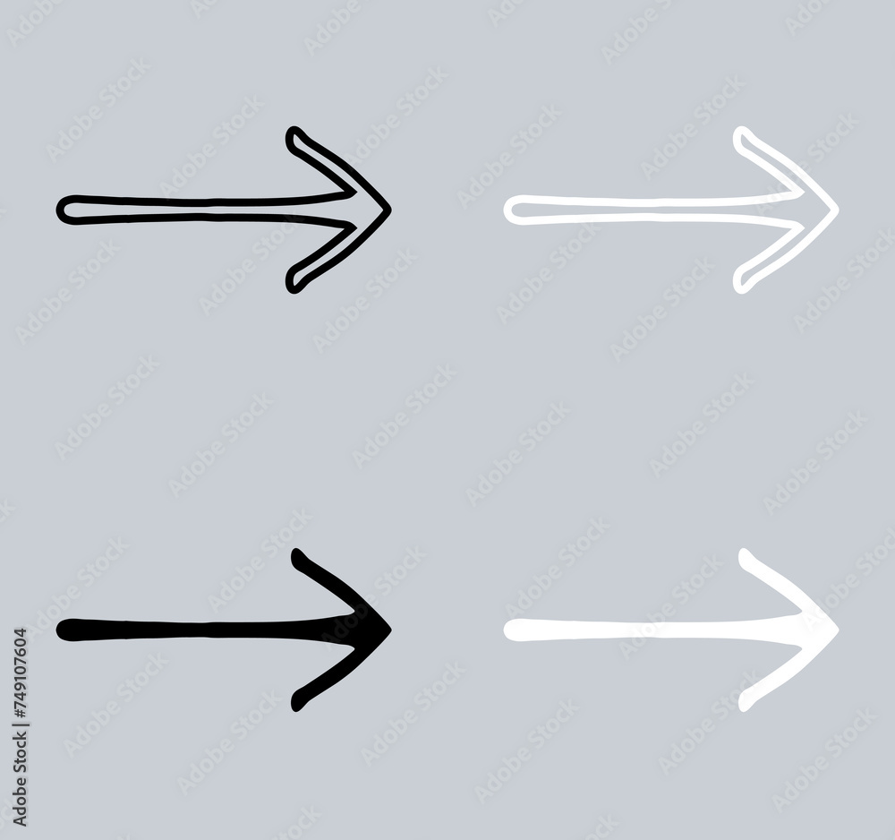 Poster set of right arrow icon. next icon sign symbol in trendy flat style. move forward vector icon illust