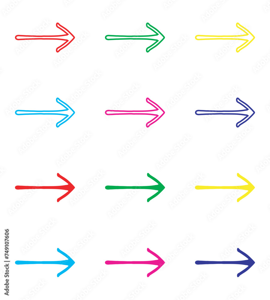 Poster right arrow icon vector. next icon sign symbol in trendy flat style. set elements in colored icons. 