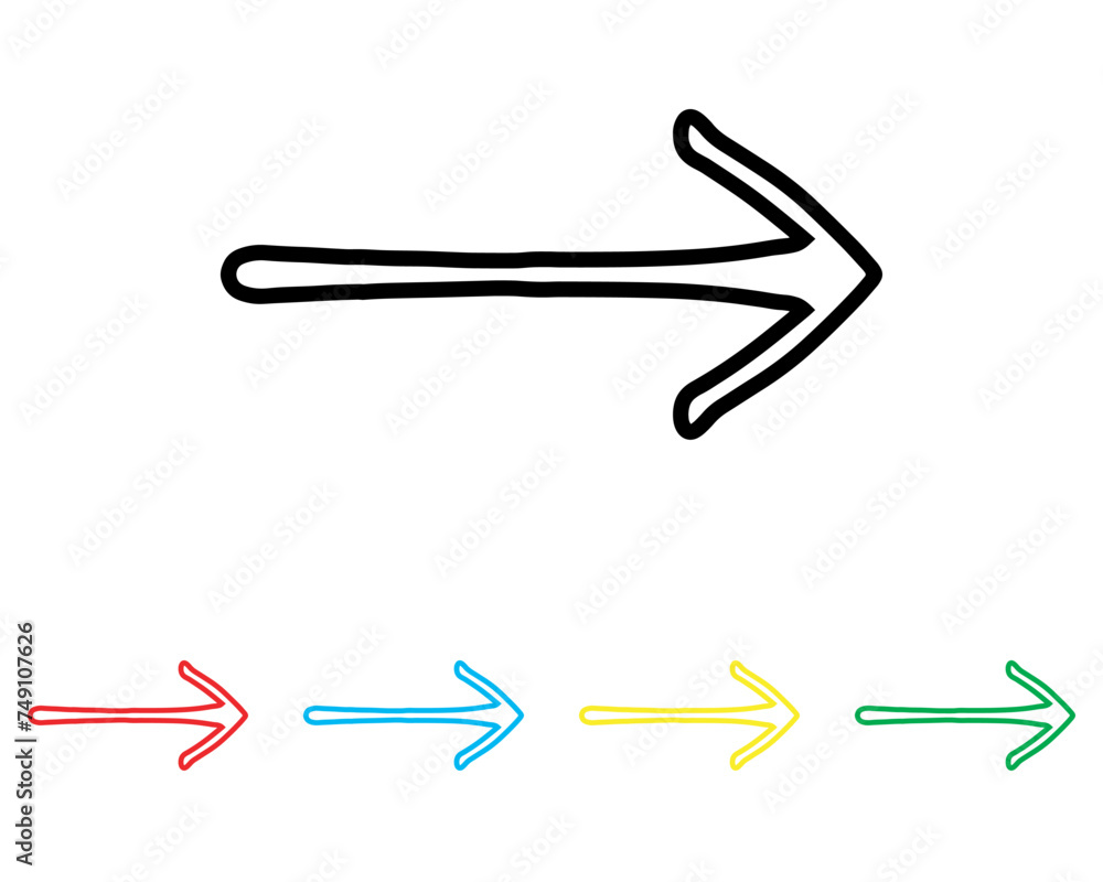 Poster right arrow icon vector. next icon sign symbol in trendy flat style. set elements in colored icons. 