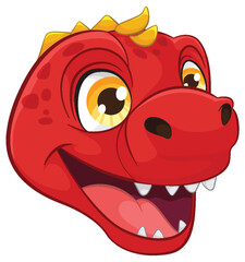 Colorful vector illustration of a smiling dinosaur head