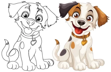 Photo sur Plexiglas Enfants Two cartoon dogs with happy expressions.