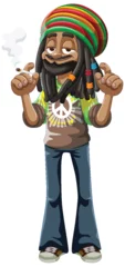 Photo sur Plexiglas Enfants Cartoon of a Rastafarian man exuding peace and happiness.