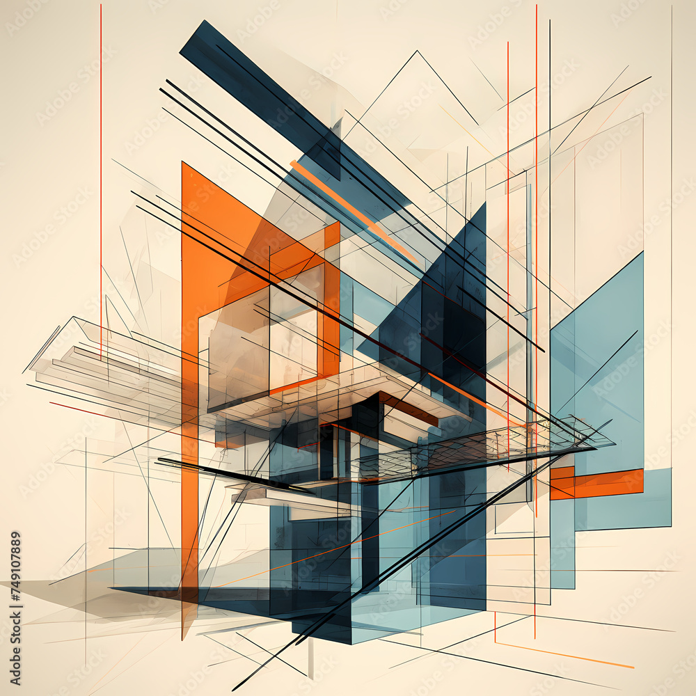 Canvas Prints Abstract architecture with intersecting lines and shapes.