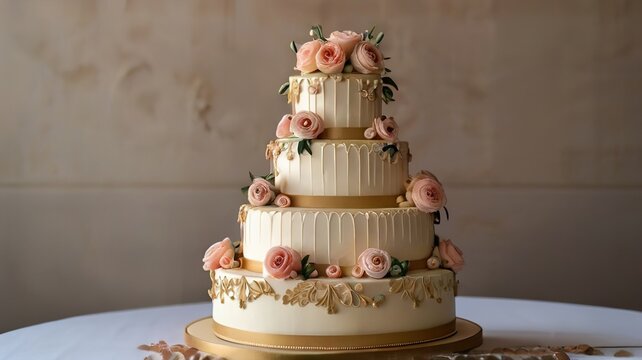 White Festive Cake With Flowers Ai Generative 