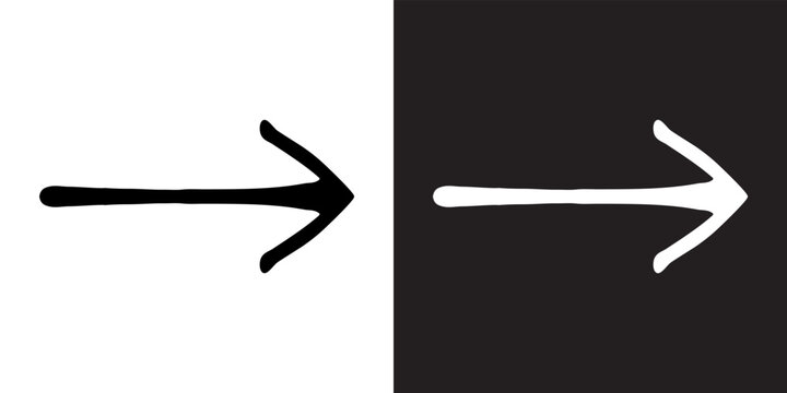 Right arrow icon vector. Next icon sign symbol in trendy flat style. Move forward vector icon illustration isolated on white and black background