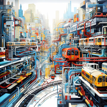 Abstract representation of a citys public transportation