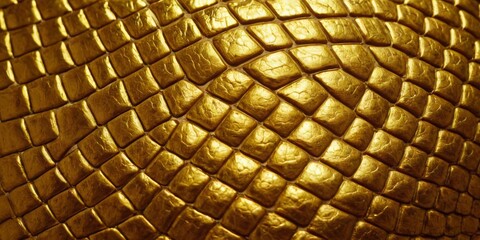 Detailed crocodile skin scales with gold texture made