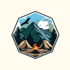 Mountain Adventure Logo. Outdoor Camping Vintage Logo design Vector
