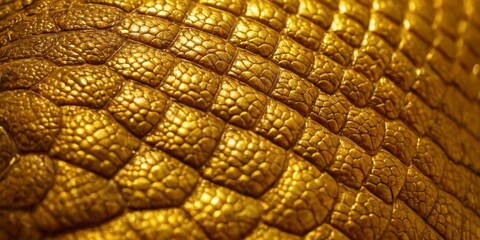 Background of the golden skin of alligator. Dragon scale
