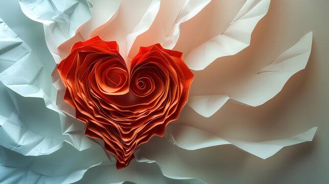 Innovation in paper A meticulously folded heart, capturing the essence of creativity and affection