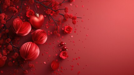Valentines day background with_red decoration