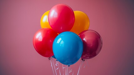 Fototapeta na wymiar Colorful balloons isolated on rosa background.