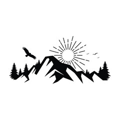 Mountain Adventure Logo. Hiking and Camping Vintage Logo design Vector