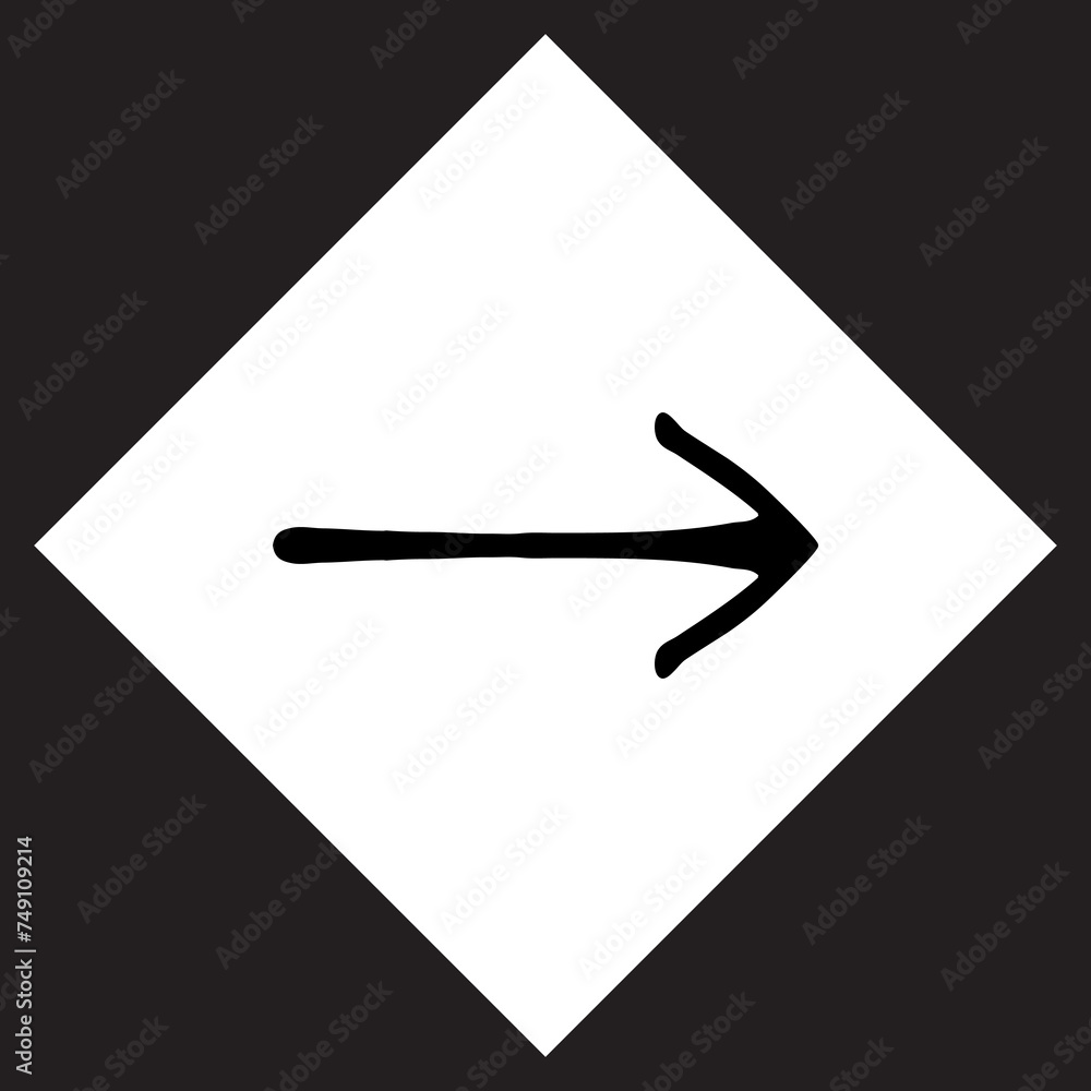 Poster right arrow icon vector. next logo design. move forward vector icon illustration in rhombus isolated