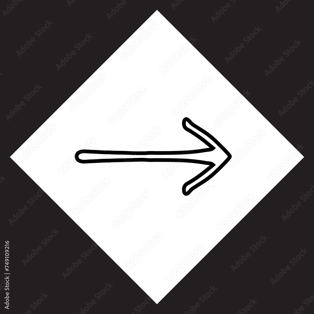 Poster right arrow icon vector. next logo design. move forward vector icon illustration in rhombus isolated