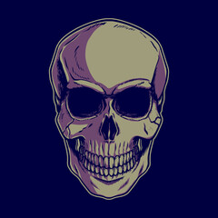 Vector vintage skull illustration with hand draw style