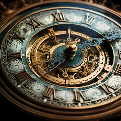 Fototapeta na wymiar Antique clock face with intricate details.