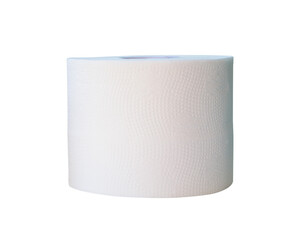 Front view of white tissue paper roll isolated with clipping path in png file format