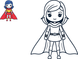 Empowering Young Minds, Playful Superheroine Coloring Pages for Creative Kids