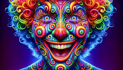 a face make-up carnival circus clown makeup birthday joker show cirque entertainment eyes crazy  cosplay performing comedy strange cosmetics festival festive fantasy costume Halloween fun mask party