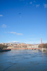 Passerelle du Palais de Justice, Gateway Courthouse, Over the Saone River in Lyon France