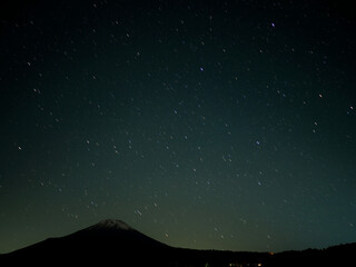 富士山と流れる星