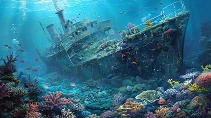 Coral reefs and sunken ships an underwater mosaic of life and history intertwined