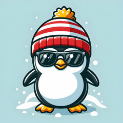 Fototapeta premium penguin with santa hat