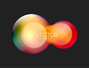 Beautiful flowing round shapes and circles abstract background. Liquid color bubble composition