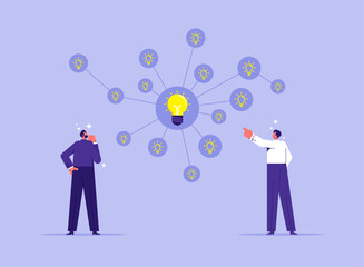 Teamwork creativity or collaboration for success concept, brainstorming idea, team meeting or discussion for business solution or inspiration, business people brainstorming new idea